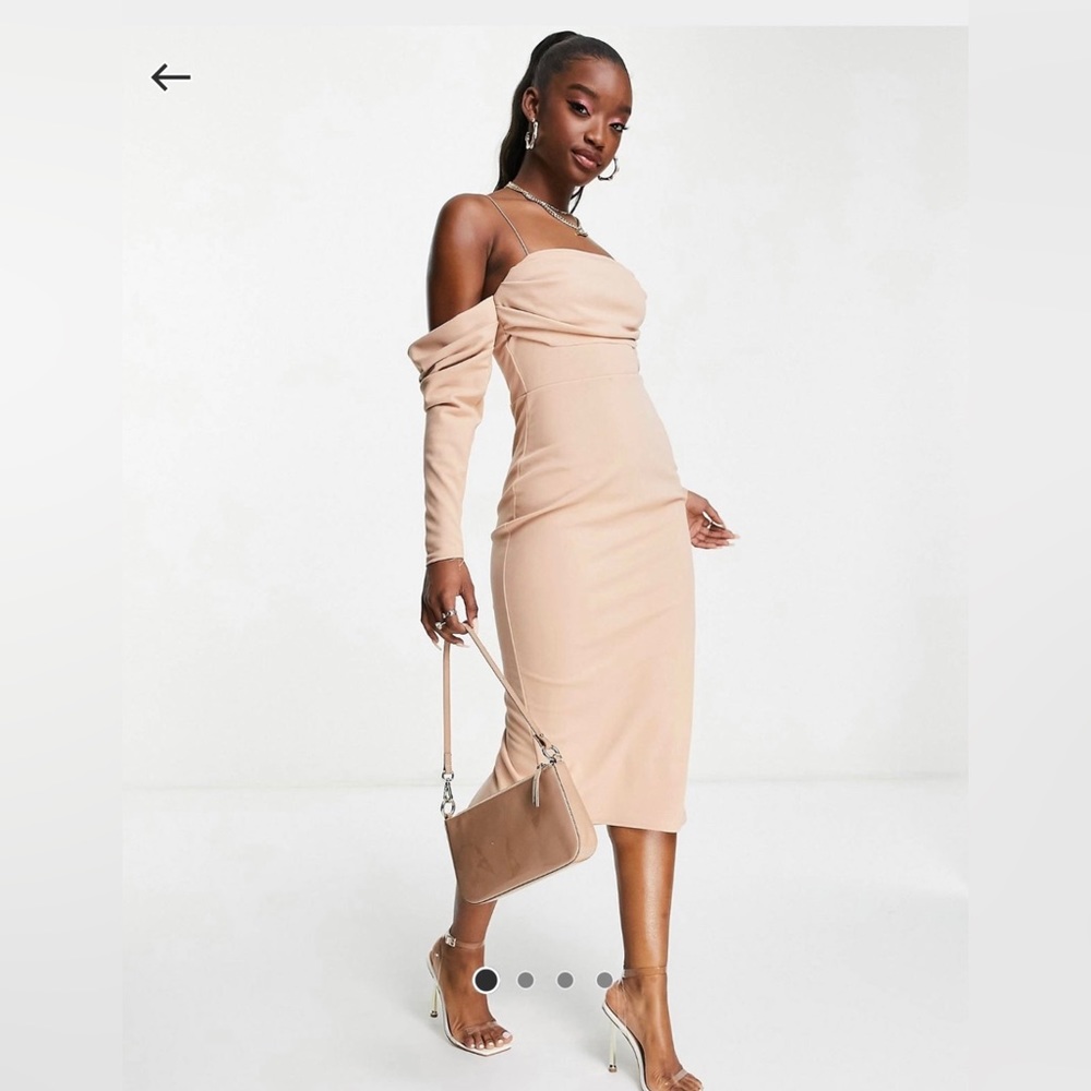 ASOS DESIGN bardot drape pencil midi dress size 12